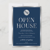 Invitation Logo d'entreprise moderne Marine & Silver Open Hou (Devant)