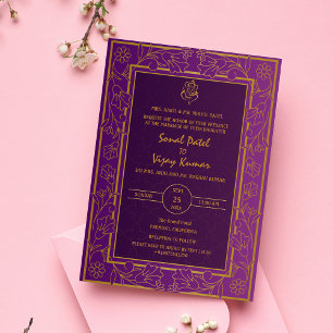 Invitation Logo du Mariage indien Golden Elements Ganesha