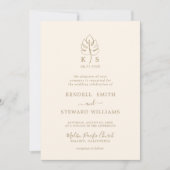 Invitation Logo du Mariage Monogramme Monstera Personnalisé (Devant)