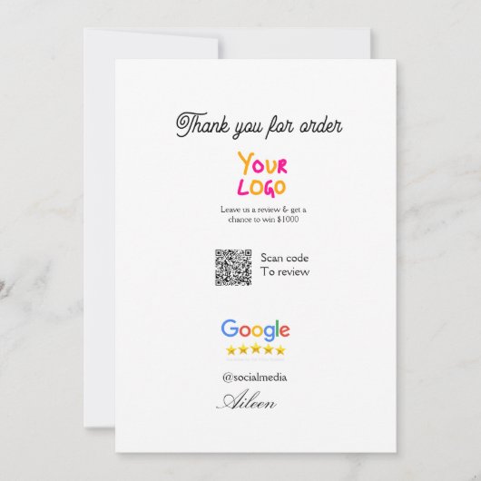 Invitation logo du site Web de révision Google entreprise sca (Devant)