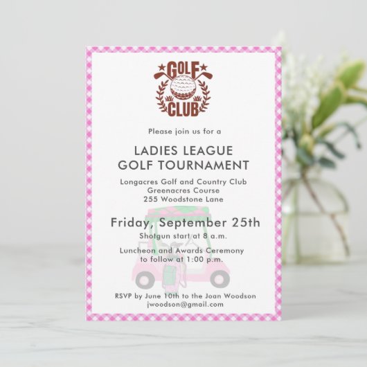 Invitation Logo du tournoi de la ligue des dames de golf Club (Debout devant)