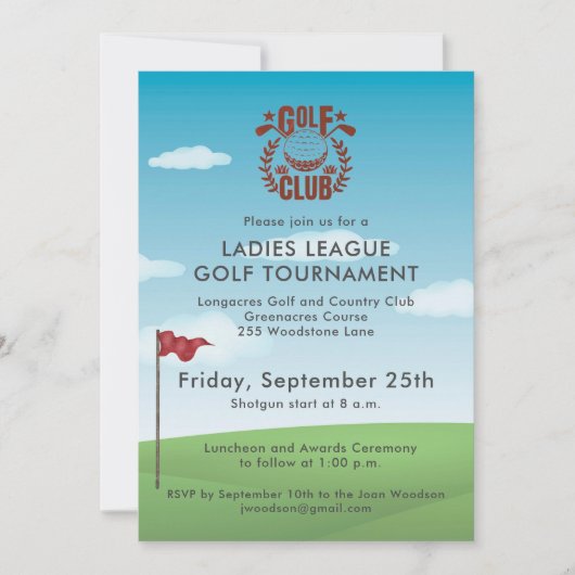 Invitation Logo du tournoi de la ligue des dames de golf Club (Devant)