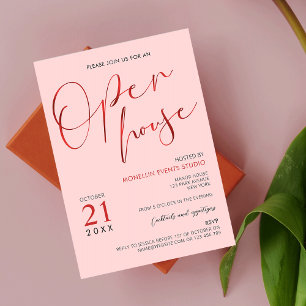 Invitation Logo élégant rose et rouge Script Business Open Ho