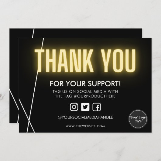 Invitation Logo en Merci jaune (Devant / Derrière)