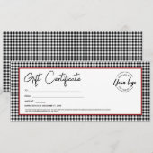 Invitation Logo en plâtre blanc noir Certificat cadeau de vac (Devant / Derrière)