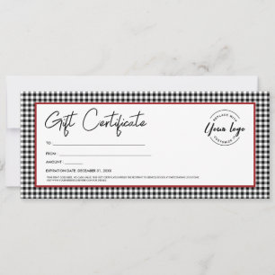 Invitation Logo en plâtre blanc noir Certificat cadeau de vac
