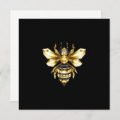 Invitation Logo Faux Gold Foil Bee Polygonal sur Noir (Devant / Derrière)