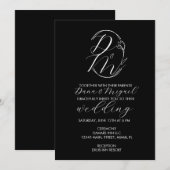 Invitation Logo Mariage floral élégant et délicat Monogrammé (Devant / Derrière)