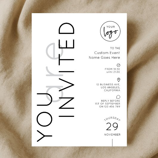 Invitation Logo Minimaliste Dîner de Gala Simple Soirée d'Aff