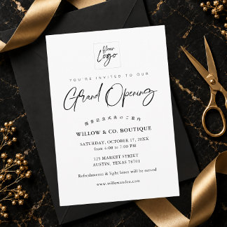 Invitation Logo minimaliste noir et blanc pour grande ouvertu