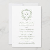 Invitation Logo Monogramme Botanique Mariage Vintage Crest (Devant)