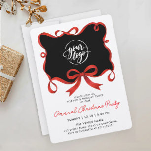 Invitation Logo Noël Ruban Rouge Et Noir Calligraphie
