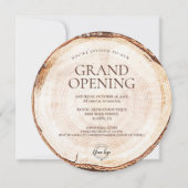 Invitation Logo Rustique Business Grande ouverture Thème Bois (Devant)