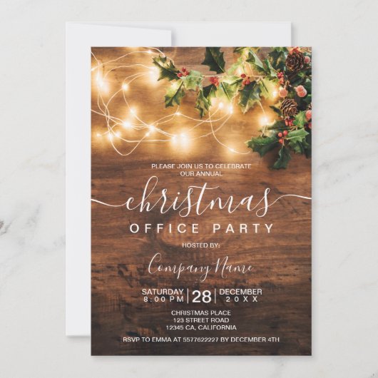 Invitation Logo rustique de la marque de Noël (Devant)