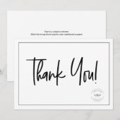 Invitation Logo simple Black White Company Logo Merci social (Devant / Derrière)