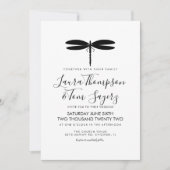 Invitation Logo simple Mariage de libellules Noir Blanc (Devant)