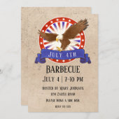 Invitation Logo vintage du 4 juillet (Devant / Derrière)