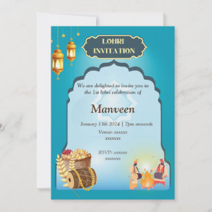 Invitation Lohri - Bleu