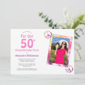 Invitation Loin de 50e Tie Dye Virtual Birthday Party Photo (Debout devant)