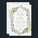 Invitation Loin d'Eucalyptus Hand-Drawn Greenery Wedding<br><div class="desc">Cadre de verdure dessiné à la main d'origine de fougères à cheveux maigres,  feuilles de poivriers et d'eucalyptus au dollar argenté. (customisez la couleur arrière - plan à l'un de vos choix); illustration originale de Becky Nimoy.</div>