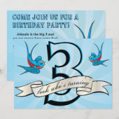 Invitation l'oiseau d'hirondelle de tatouage badine (Devant / Derrière)