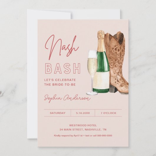 Invitation LOLA Nash Bash Bachelorette Party (Devant)