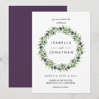Invitation L'Olivier | Aquarelle rustique mariage de couronne