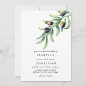 Invitation L'Olivier | mariage rustique aquarelle (Devant)