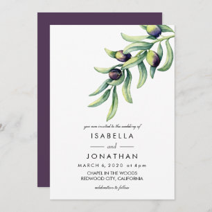 Invitation L'Olivier   mariage rustique aquarelle