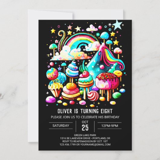 Invitation Lollipop Candyland Anniversaire (Devant)