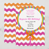 Invitation Lollipop Chevron Rose Citrouille d'Hall (Devant / Derrière)
