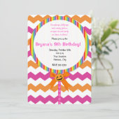 Invitation Lollipop Chevron Rose Citrouille d'Hall (Debout devant)