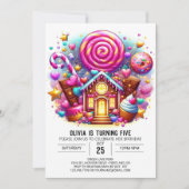 Invitation Lollipop Whimsy Candyland Digital Birday (Devant)