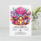Invitation Lollipop Whimsy Candyland Digital Birday (Debout devant)