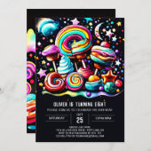 Invitation Lollipop Wonderland moderne Anniversaire (Devant / Derrière)