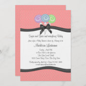 Invitation Lollipops et Baby shower Pois (Devant / Derrière)