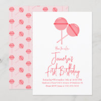 Lollipops rose Barre de bonbons Premier anniversai