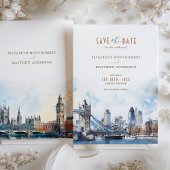 Invitation London England Watercolor Enregistrer la date Mari
