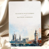Invitation London England Watercolor Enregistrer la date Mari