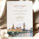 Invitation London Save The Date Destination Wedding<br><div class="desc">Capture the charm and beauty of London, England, with this elegant watercolor Save The Date card. Featuring a stunning artwork of Big Ben and Westminster Bridge in London, this card will set the tone for your special day while celebrating this historic city's beauty. London is a fantastic destination for weddings,...</div>