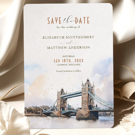 Invitation London Tower Bridge Big Ben Sauvez la date