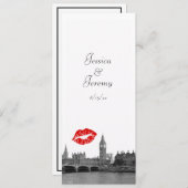 Invitation Londres Angleterre Royaume-Uni Toit Baiser Menu Ré (Devant / Derrière)