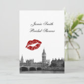 Invitation Londres Angleterre Skyline Kiss #1 BW V Fête des m (Debout devant)