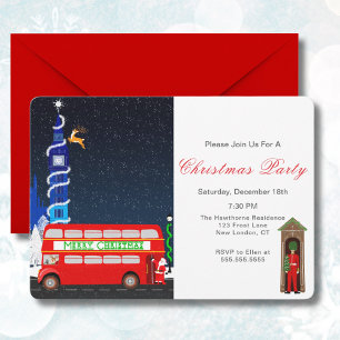 Invitation Londres Big Ben Double Decker Bus Joyeux Noël