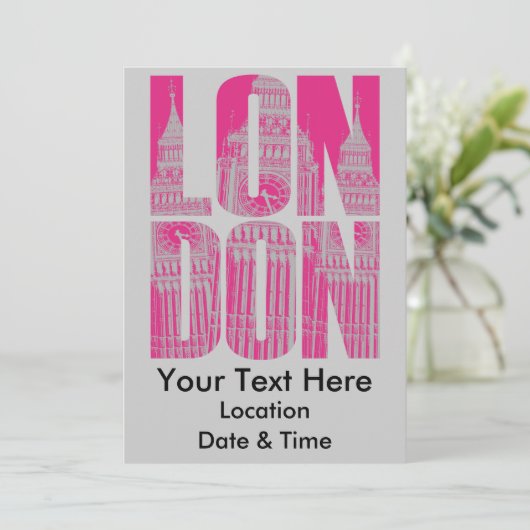 Invitation Londres rose (Debout devant)
