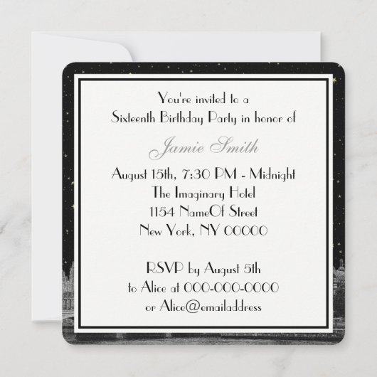 Invitation Londres Royaume-Uni Skyline Etched Starry do-it-yo (Dos)