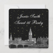 Invitation Londres Royaume-Uni Skyline Etched Starry do-it-yo (Devant)