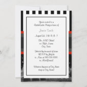 Invitation Londres Skyline BW Blk Wht Stripe Red Bachelorette (Dos)