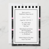 Invitation Londres Skyline BW Noir Blanc Strp Rose EVJF (Dos)