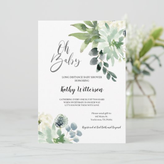 Invitation Long distance Verdure oh Baby shower (Debout devant)